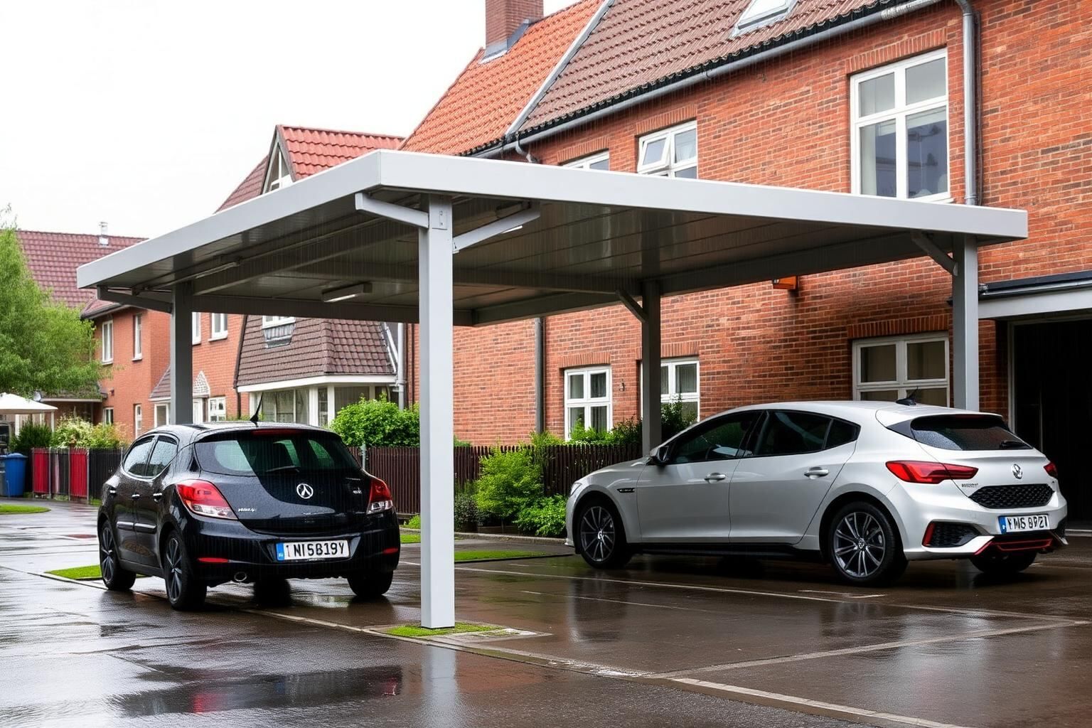 Carport aus Aluminium an einem Einfamilienhaus in Bremen