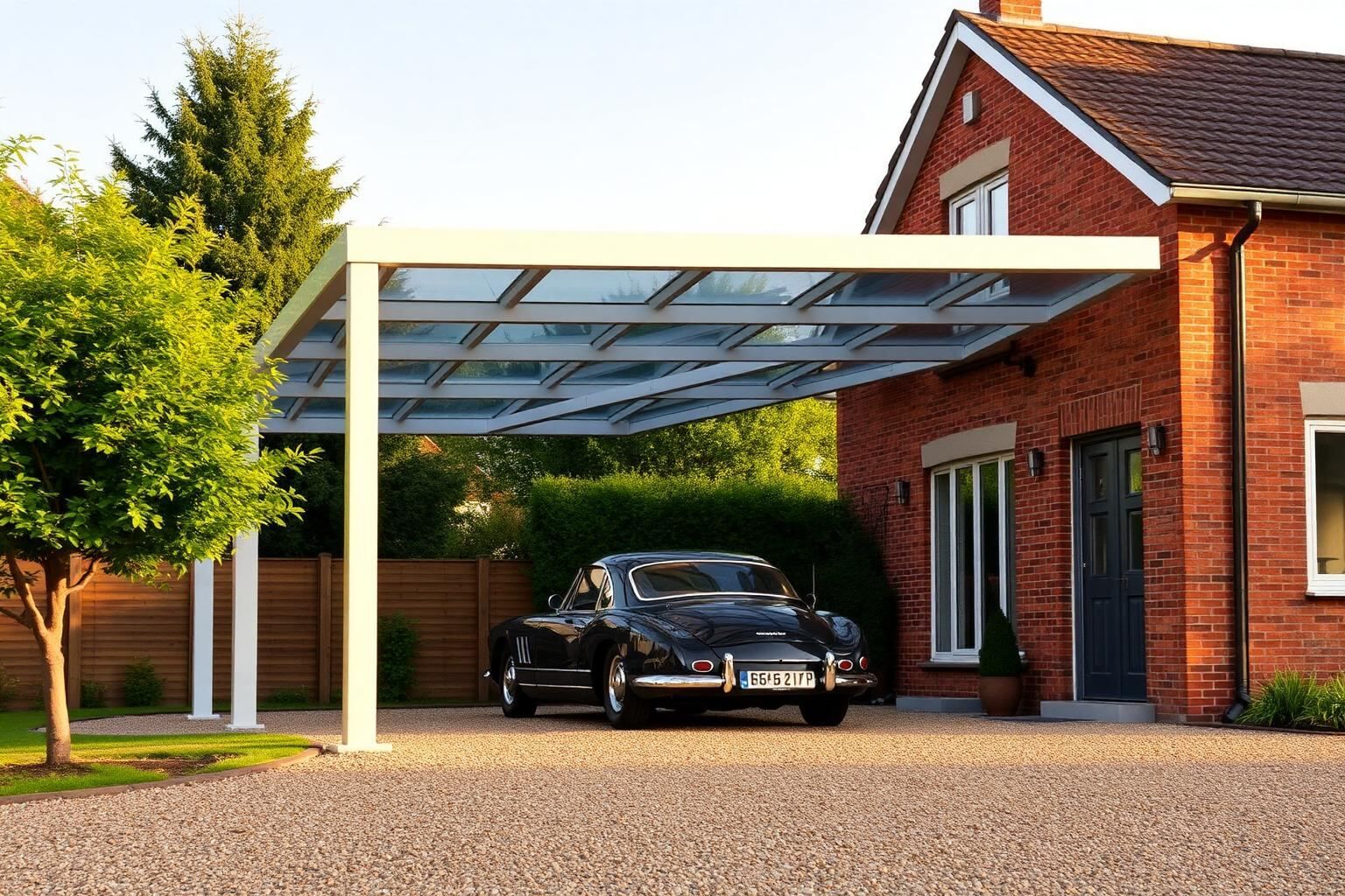 Carport aus Aluminium an einem Einfamilienhaus in Oldenburg