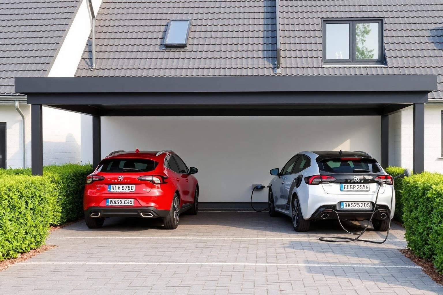 Carport aus Aluminium an einem Einfamilienhaus in Vechta