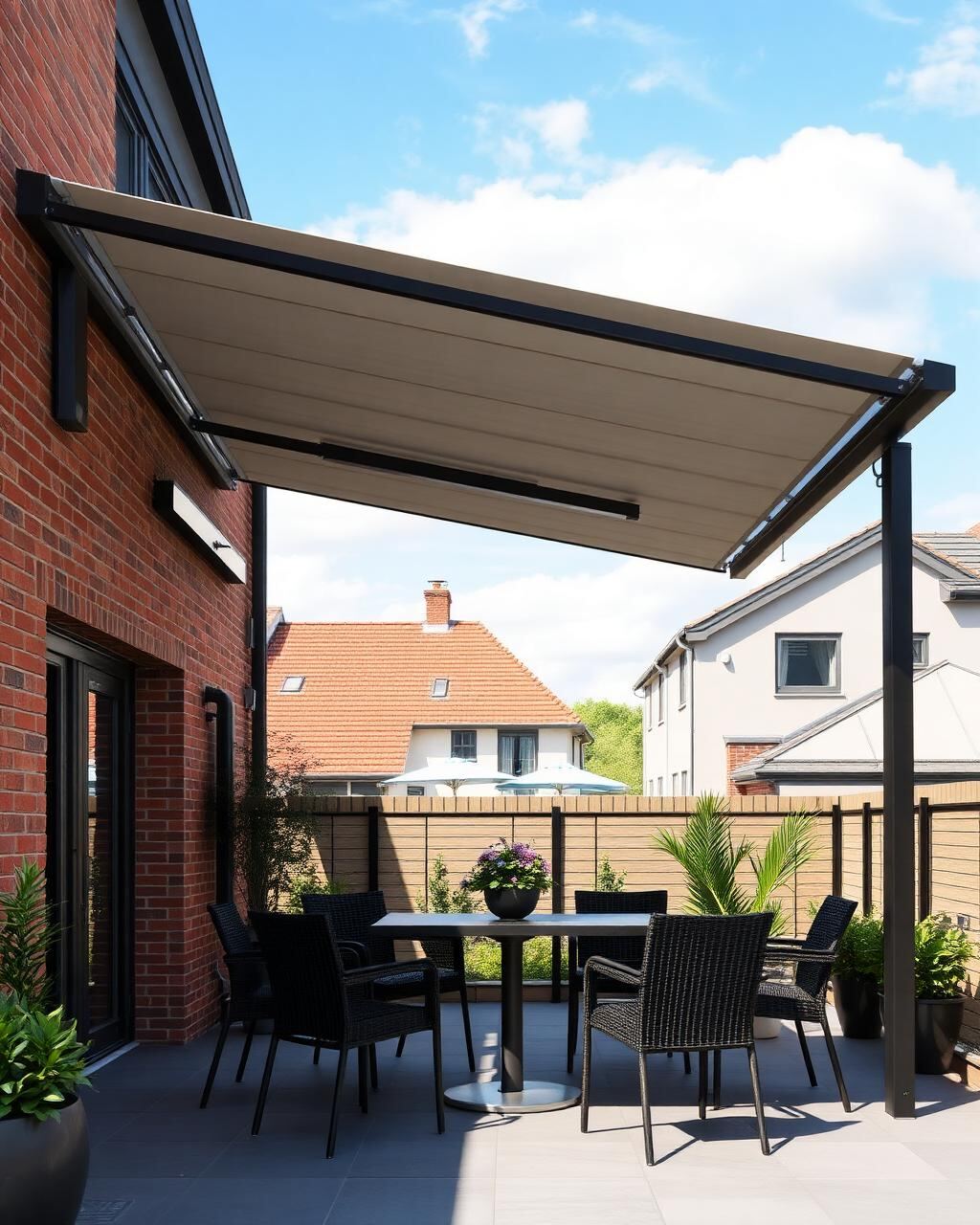Detailansicht einer Aluminium-Terrassenüberdachung mit Glasdach in Garrel