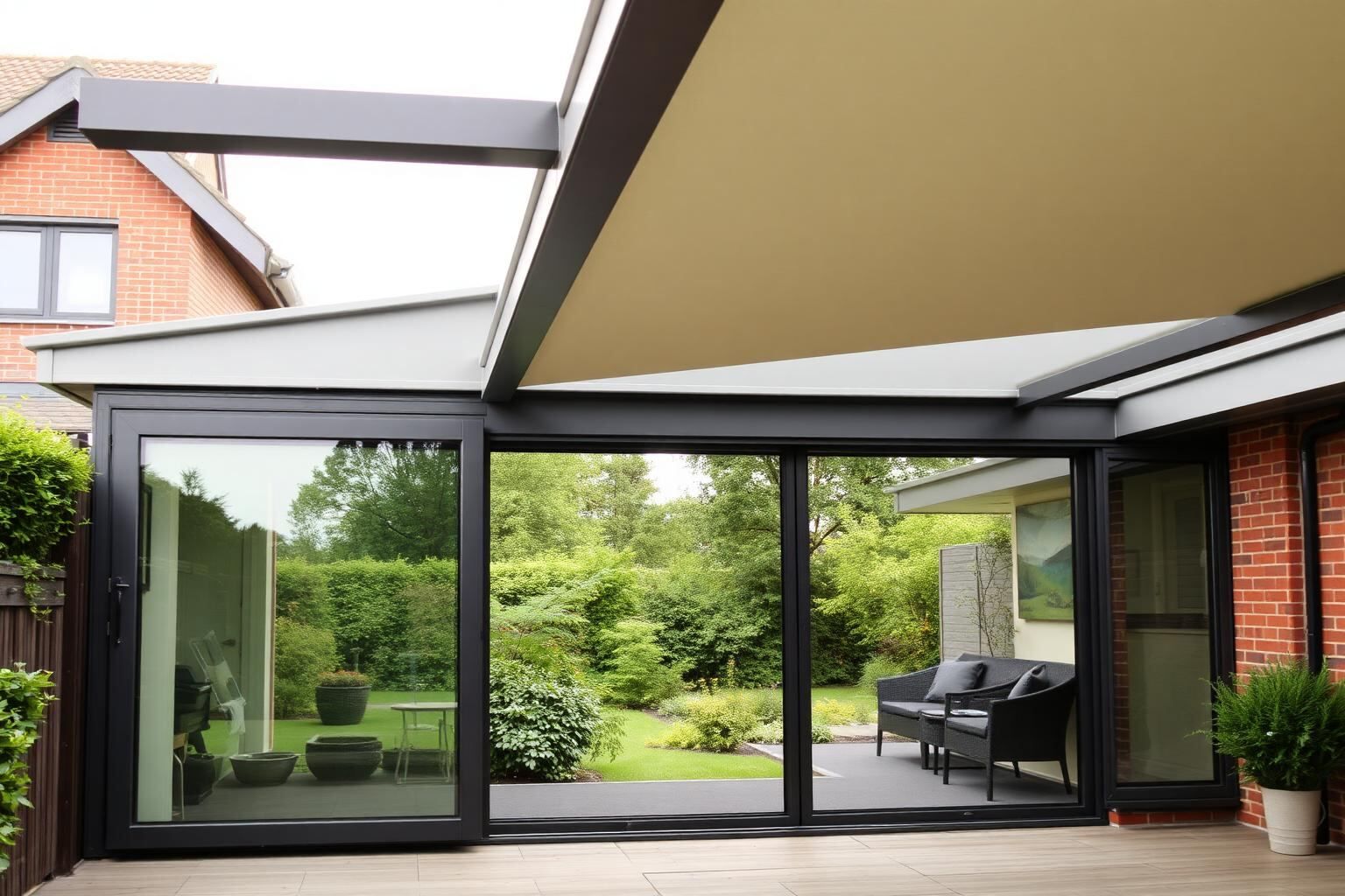 Glasschiebewände aus Aluminium an einem Einfamilienhaus in Cloppenburg