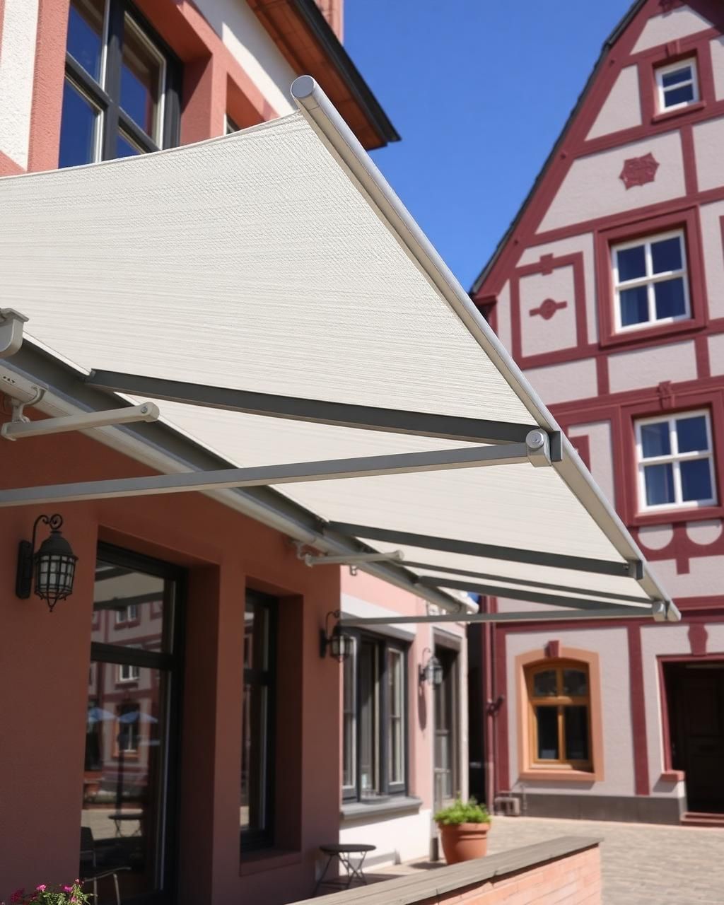 Detailansicht einer Aluminium-Terrassenüberdachung mit Glasdach in Löningen
