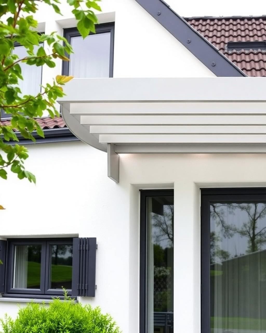 Detailansicht einer Aluminium-Terrassenüberdachung mit Glasdach in Neuenkirchen-Vörden