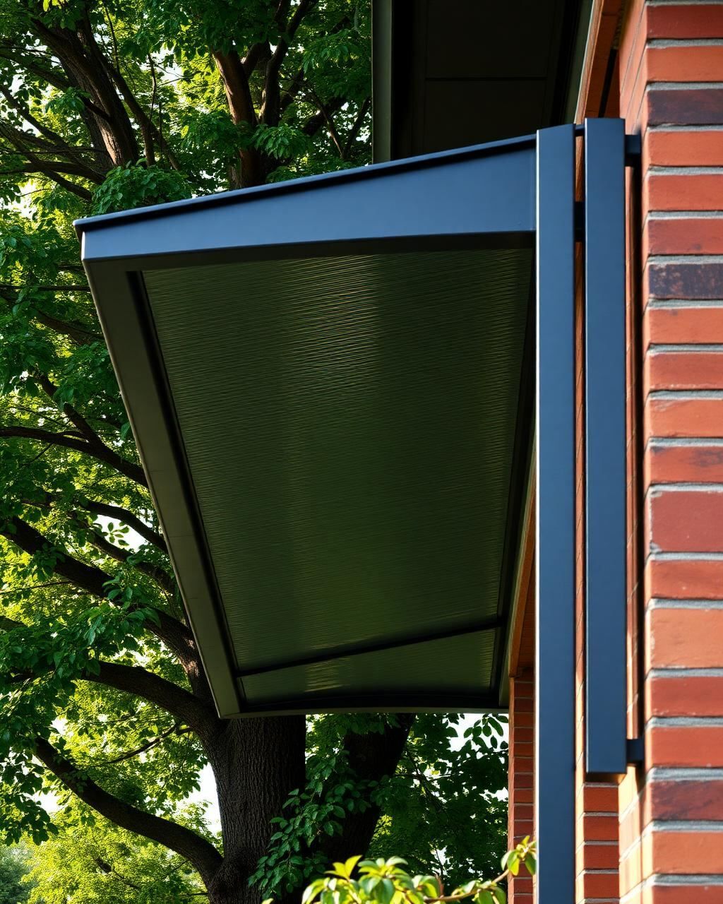 Detailansicht einer Aluminium-Terrassenüberdachung mit Glasdach in Oldenburg