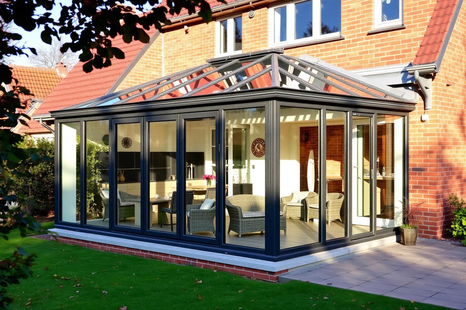 Sommergarten aus Aluminium an einem Einfamilienhaus in Cloppenburg