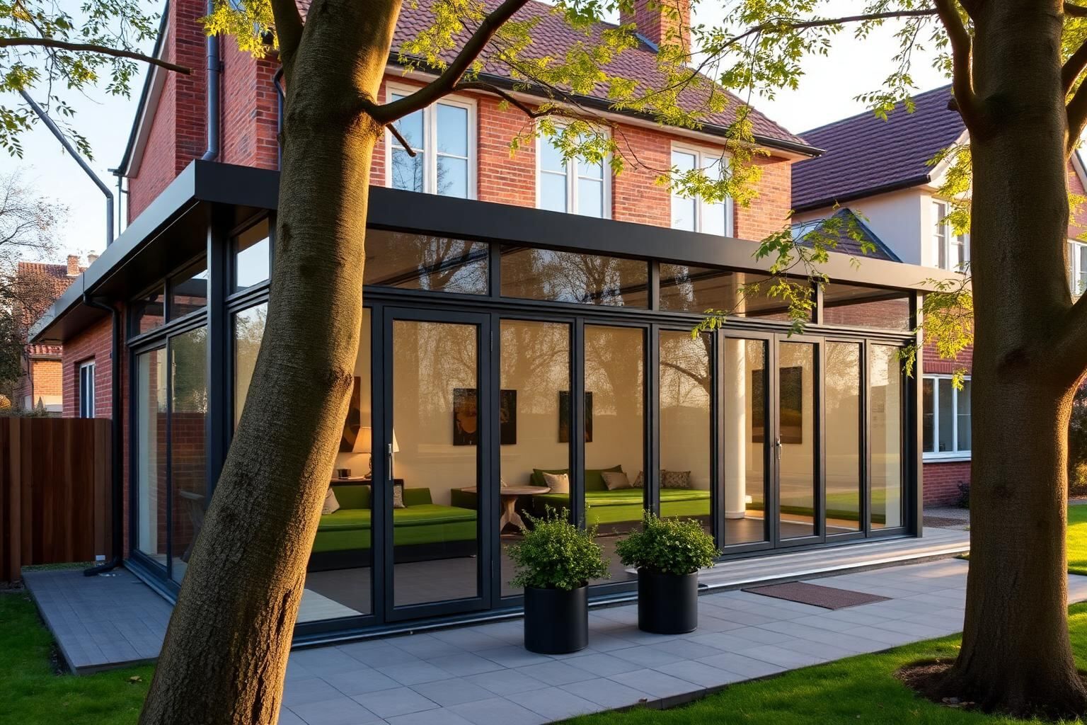 Sommergarten aus Aluminium an einem Einfamilienhaus in Oldenburg