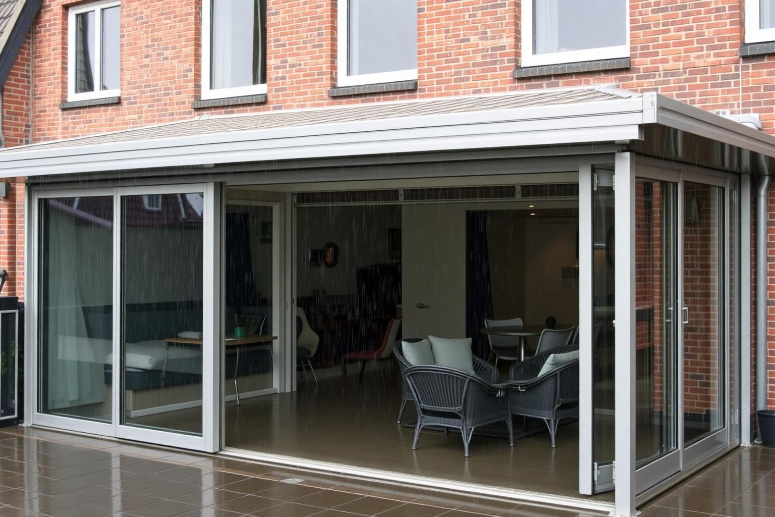 Terrassenüberdachung aus Aluminium an einem Einfamilienhaus in Bremen