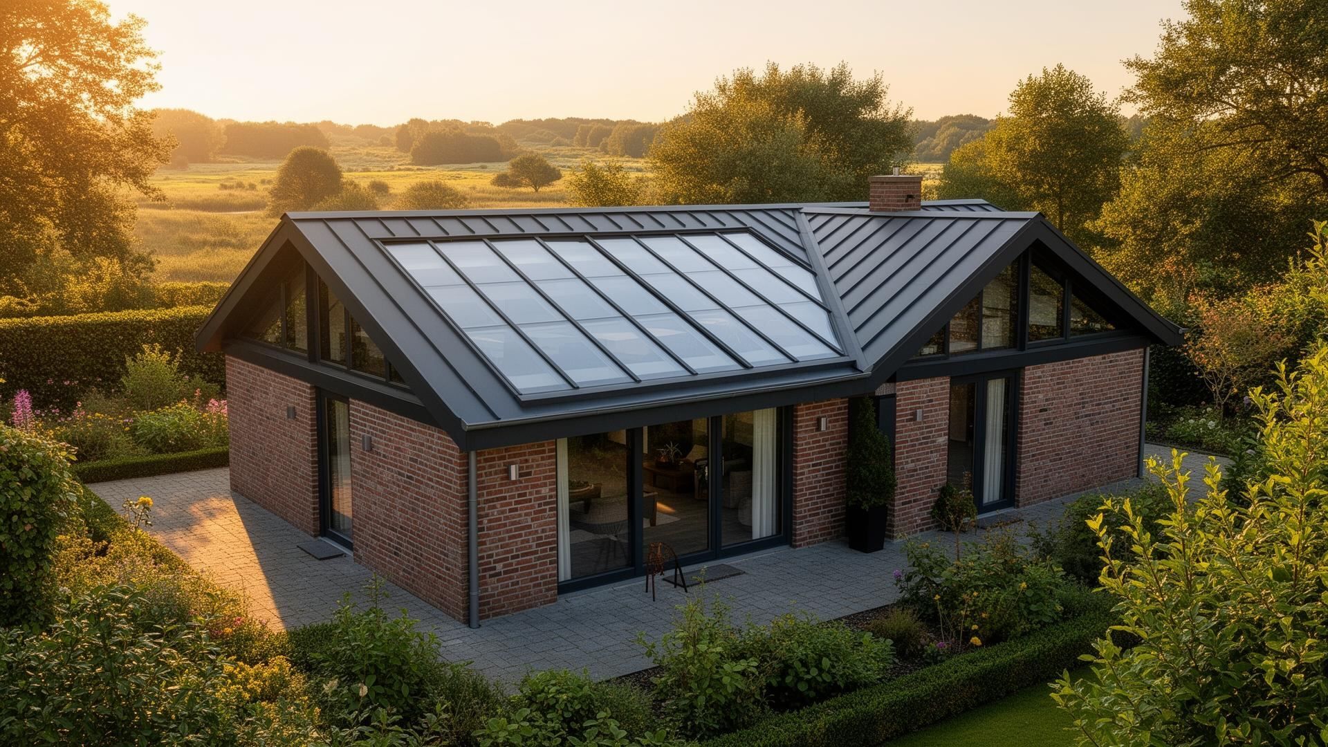 Maßgefertigte Aluminium-Terrassenüberdachung an einem Einfamilienhaus in Wildeshausen